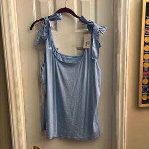 A New Day Blue Sleeveless Tie Front Tank Top